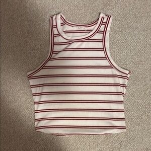 Striped Sleeveless Top - Red and White